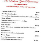 Mountain View Hotel menu