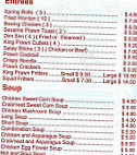 Lifang Valley Chinese menu