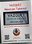 Vazquez Mexican Takeout menu