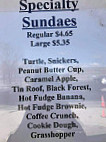 Twisters Ice Cream menu