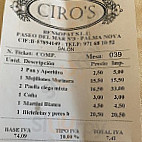 Ciro´s menu