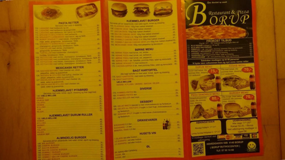 Borup Pizza Menu