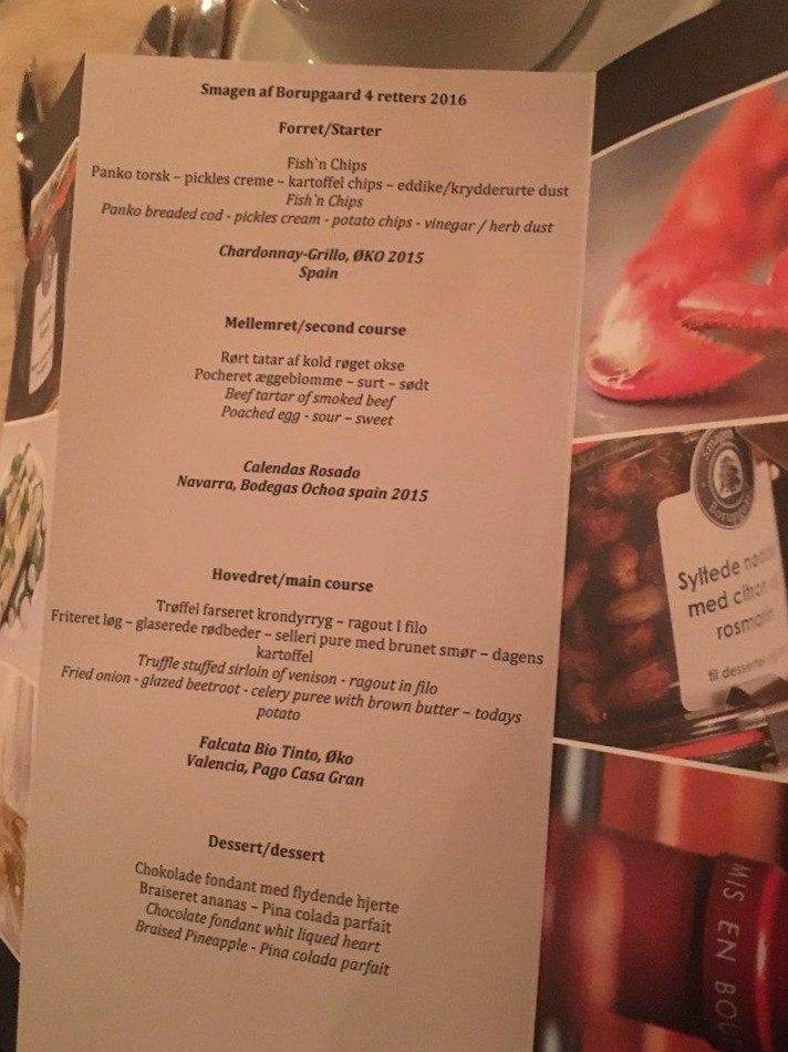 Comwell Borupgaard Menu