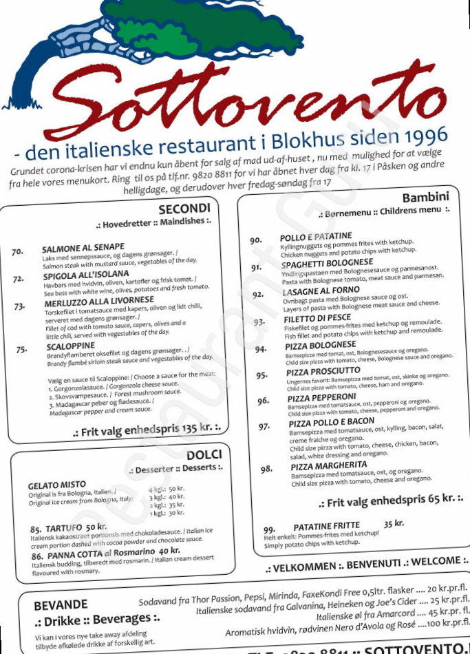 Sottovento Menu
