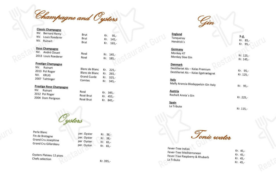 Dyvig Badehotel Menu