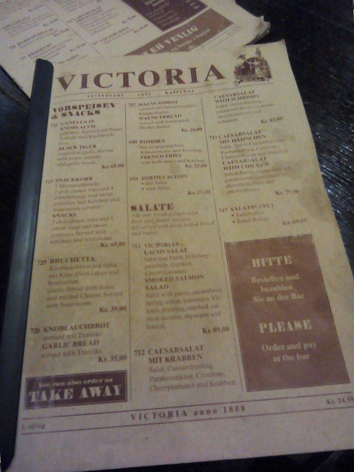 Café Victoria Tønder Aps Menu