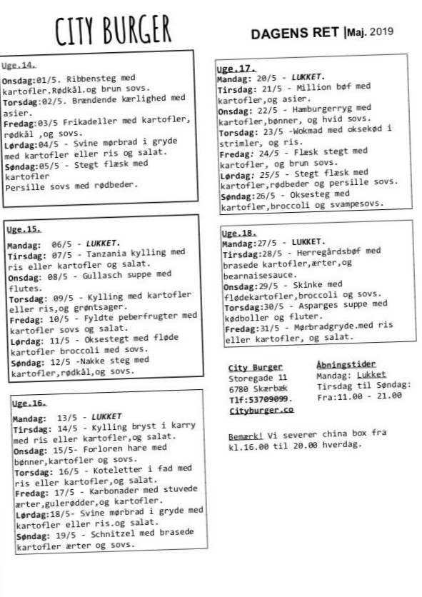 City Burger V/mette Pedersen Menu