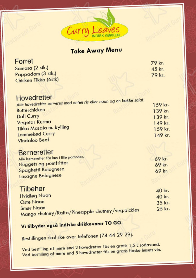 Curry Leaves Menu
