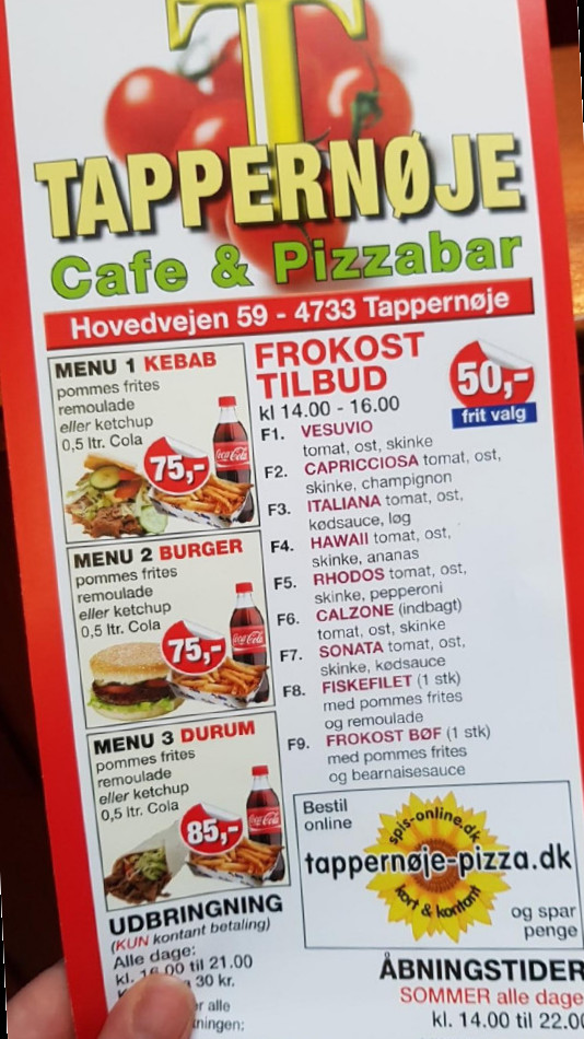 Tappernøje Pizzaman Menu