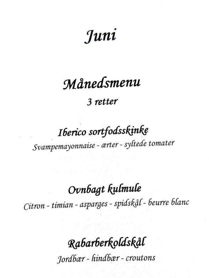 Gisseløre Menu