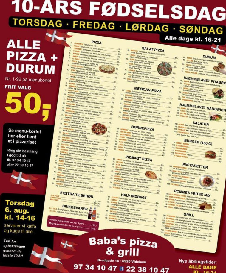 Babas Pizza Og Grill Menu