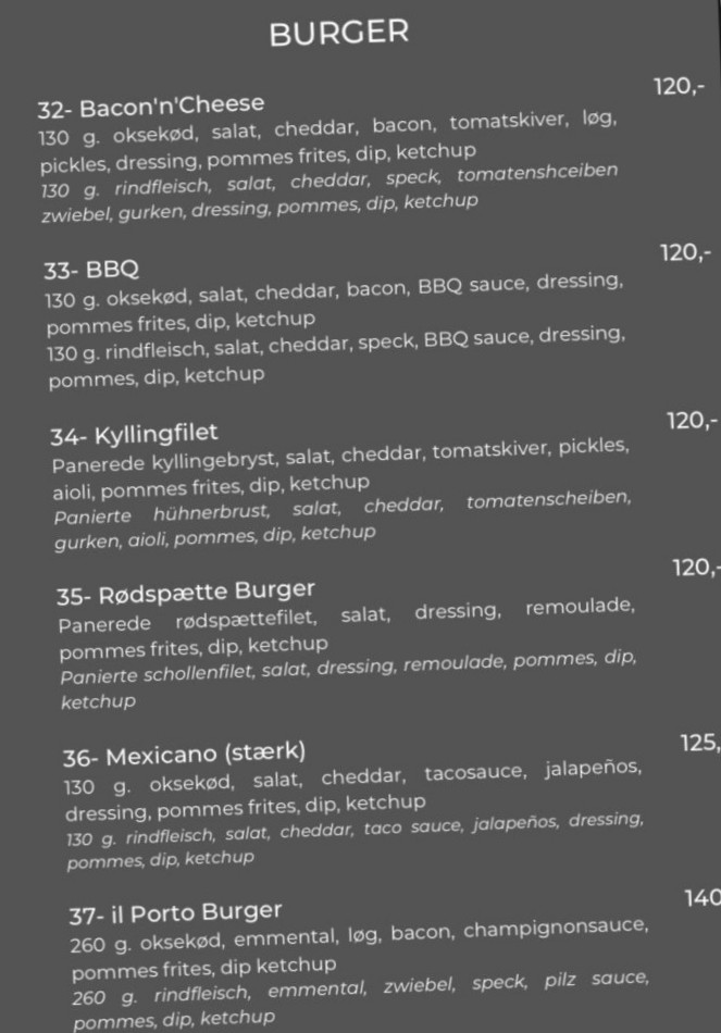 Il Porto Menu