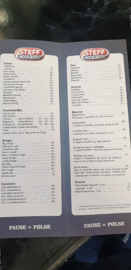 Olivers Kaffevogn Menu