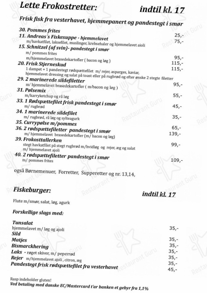 Star Cafe Menu