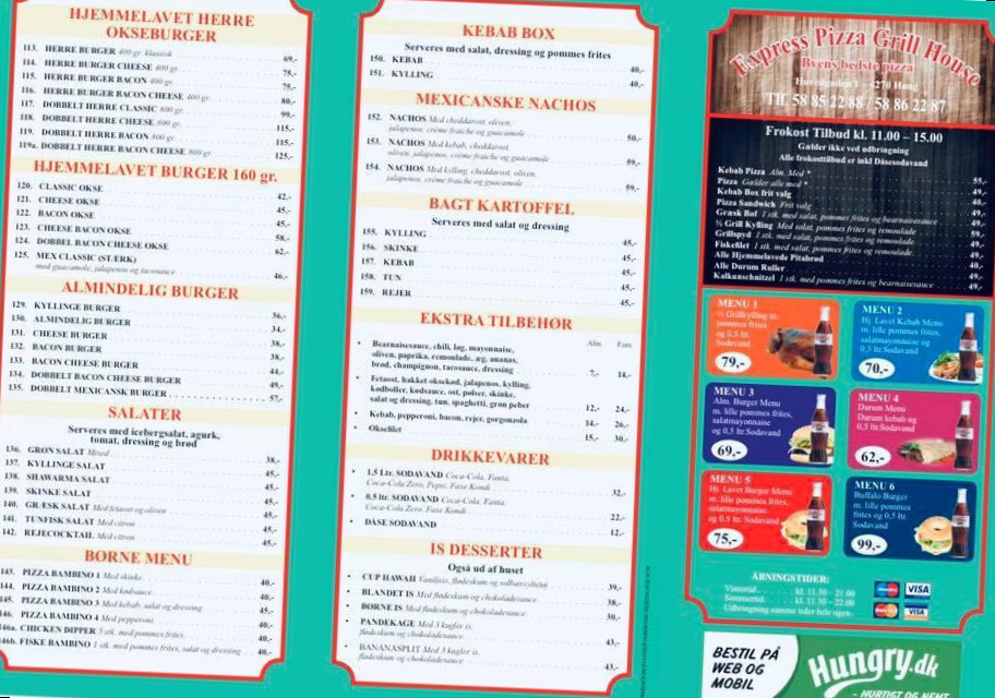 Ekspress Pizza Menu