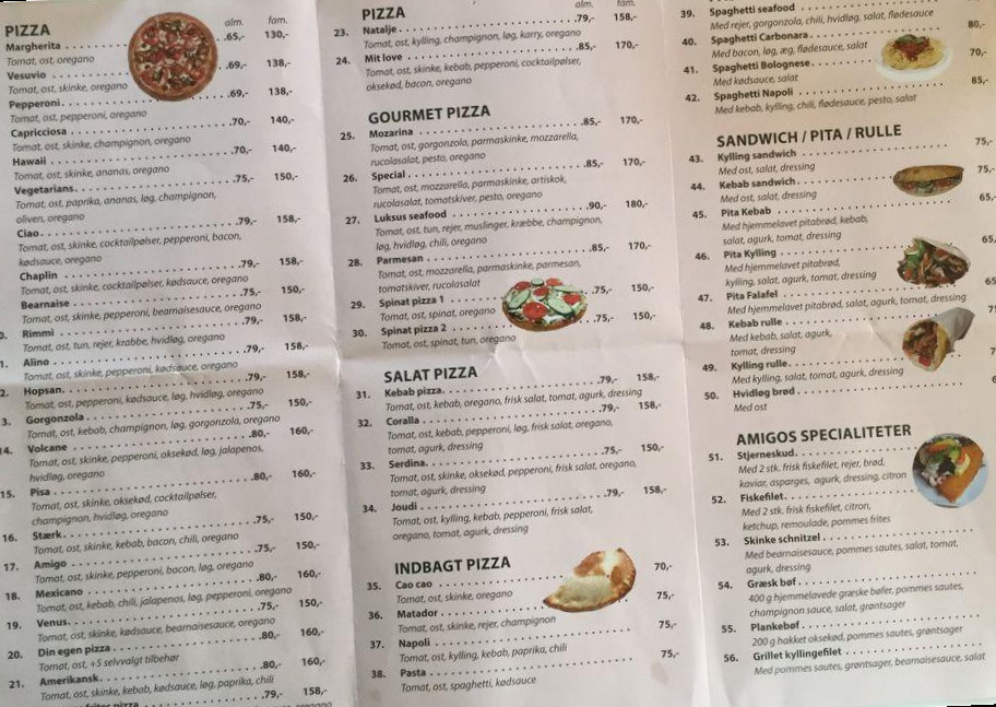 Amigos Pizza Grill Menu