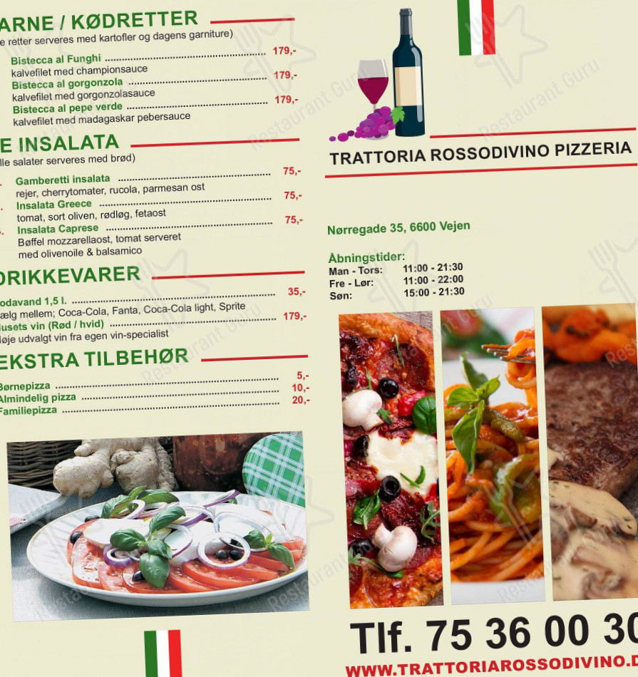 Rossodivino Pizzeria Menu