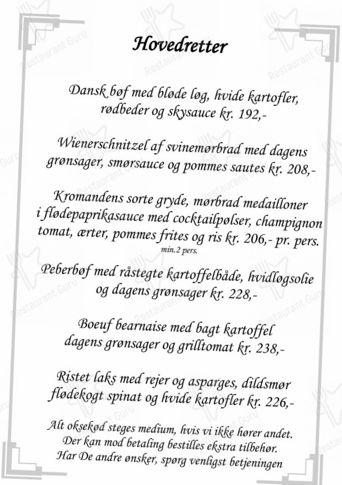 Bramdrupdam Kro Menu