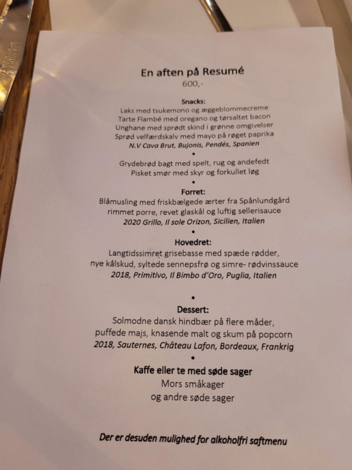 Resumé Menu