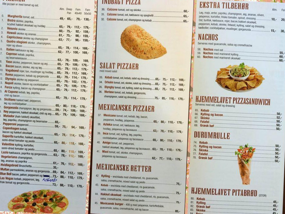 Merløse Pizza Burger House Menu