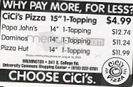 Cici's Pizza menu