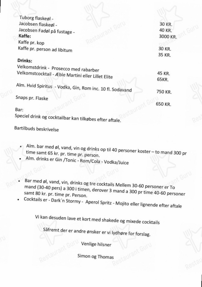 Skipperhuset Menu