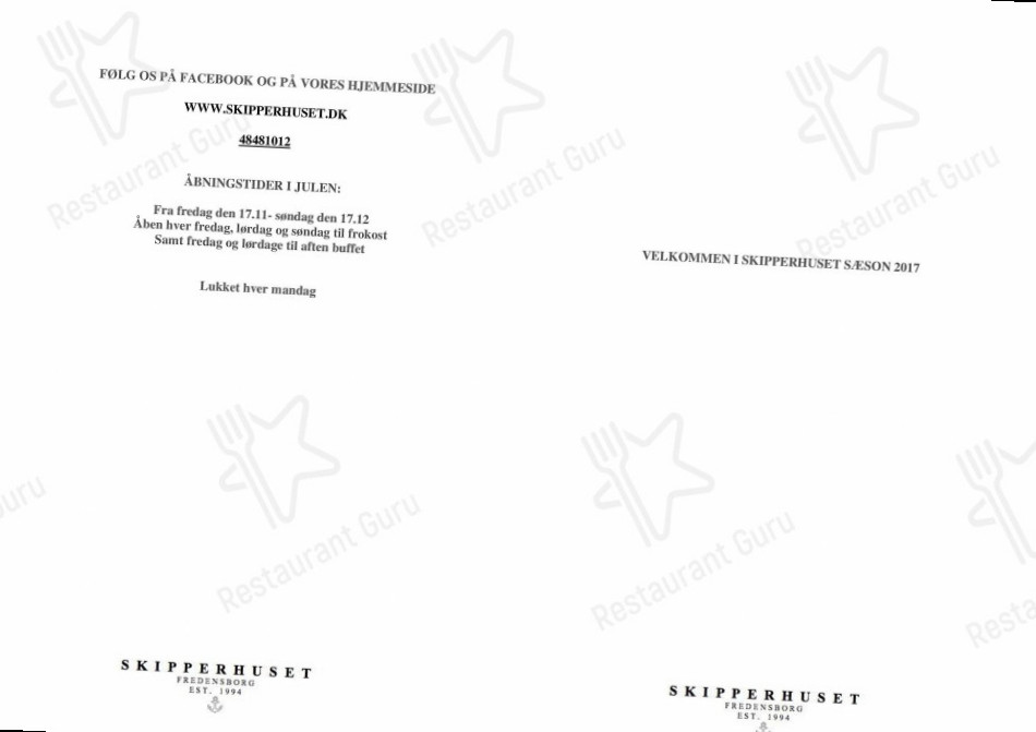 Skipperhuset Menu
