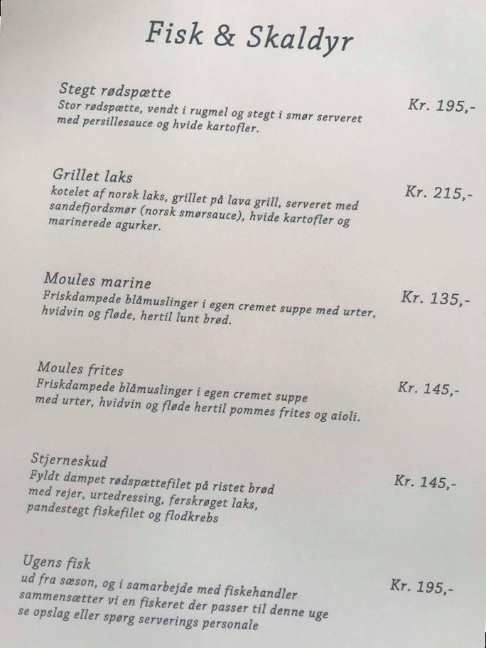 Kerteminde Sejlklub Menu