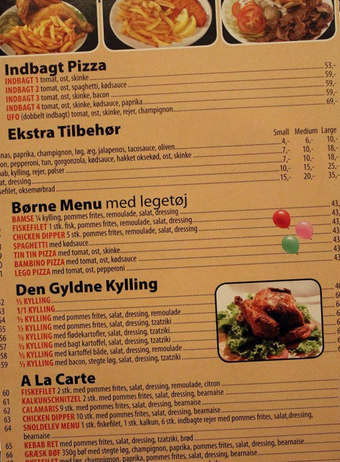 Marmaris Pizza Kylling Menu