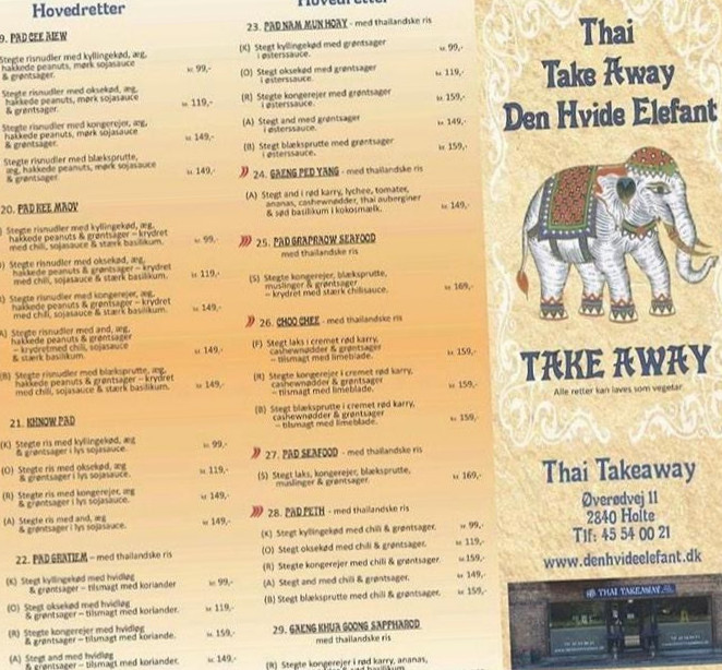 Den Hvide Elefant Menu
