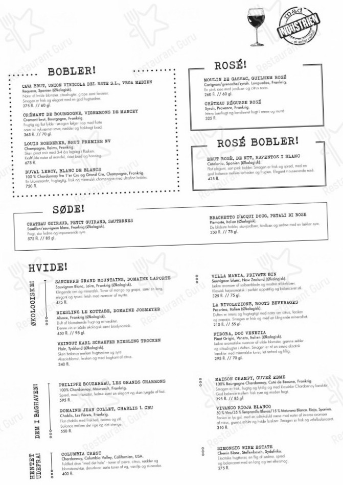 Madindustrien Menu