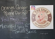 The Shed menu