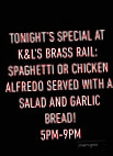 Brass Rail menu