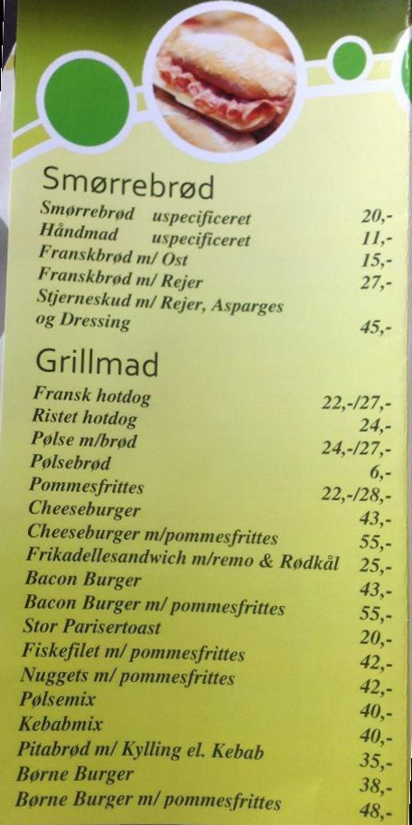 Madkuløren Menu
