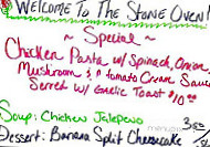 Stone Oven menu