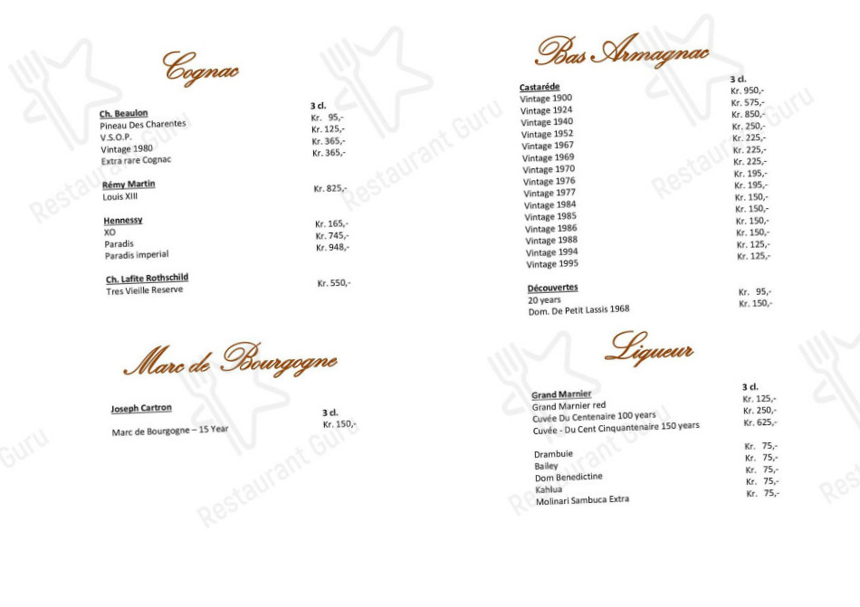 Dyvig Badehotel Menu