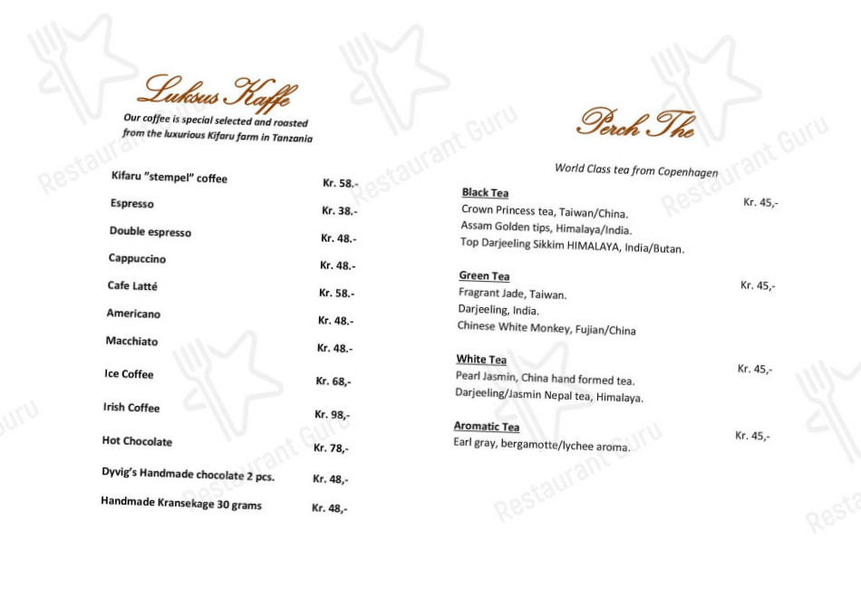 Dyvig Badehotel Menu