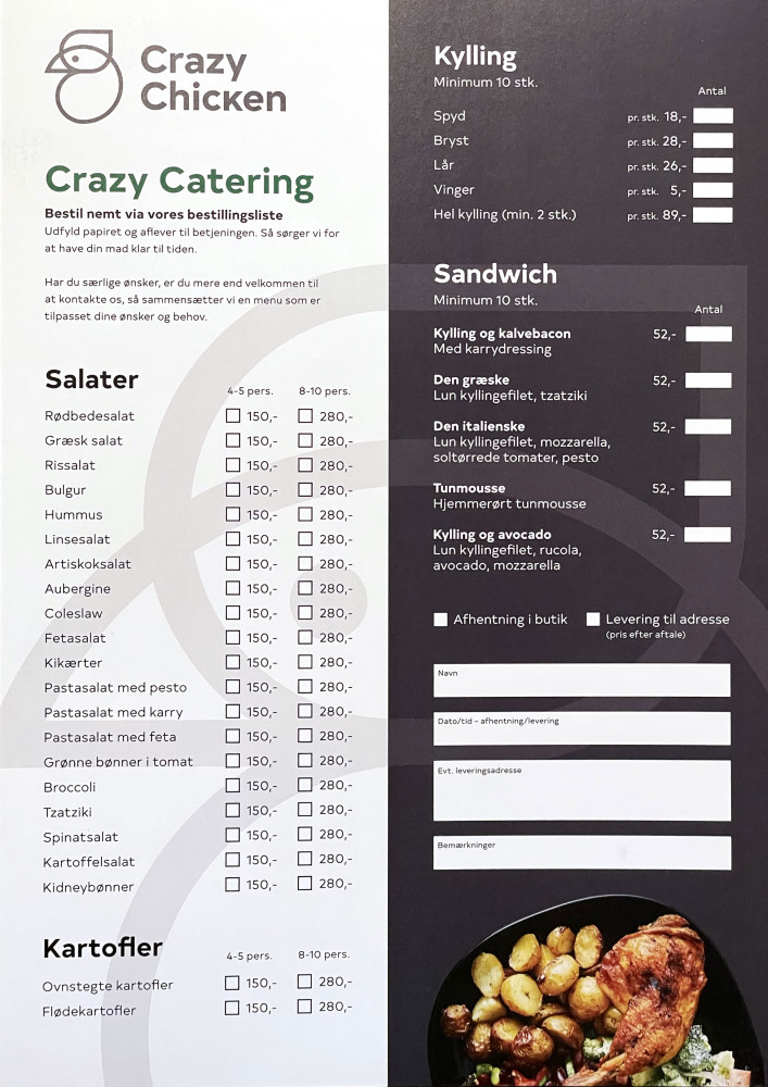 Crazy Chicken Menu