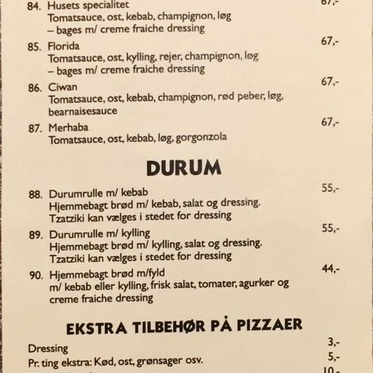 La Boheme Menu