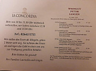 La Concordia menu