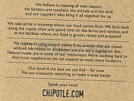 Chipotle Mexican Grill menu