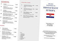 Restaurant Europa menu