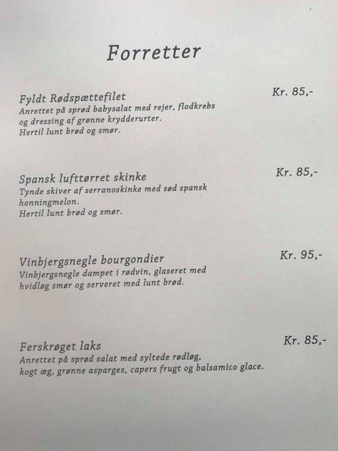 Kerteminde Sejlklub Menu