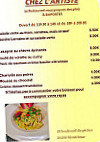 Chez L'artiste menu