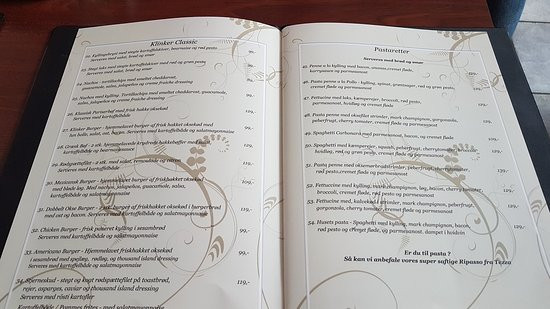Cafe Klinker Menu