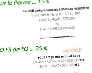 Les Tonnelles au Bord du Loir menu