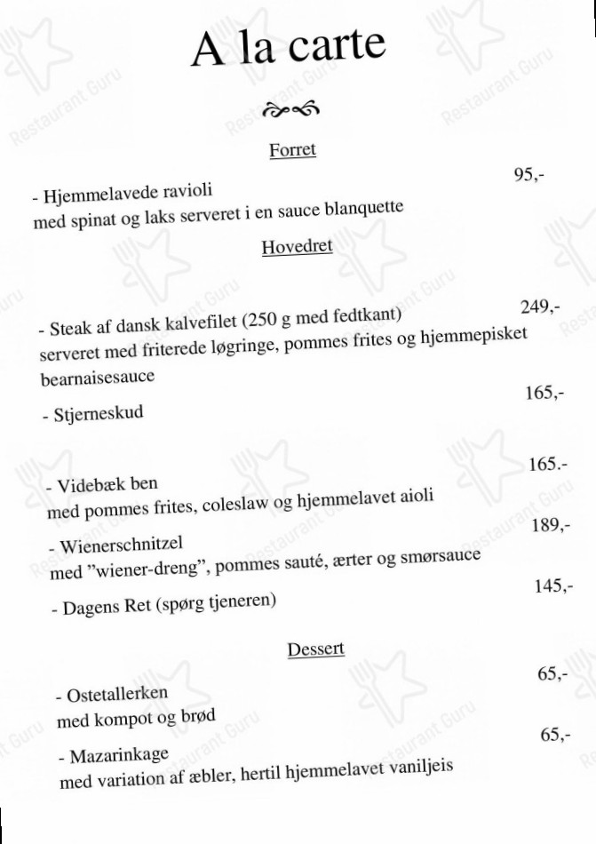 Westergaards Menu
