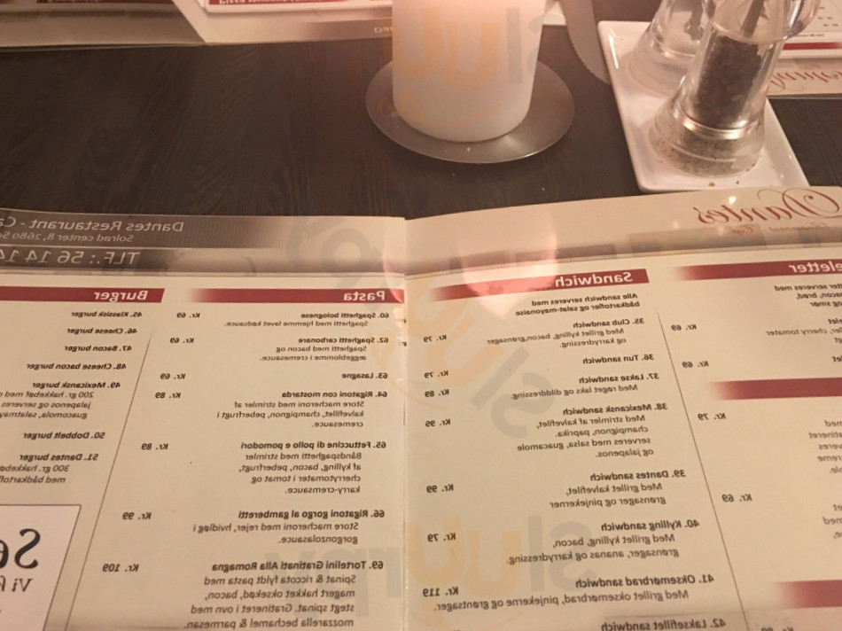 Dantes Menu