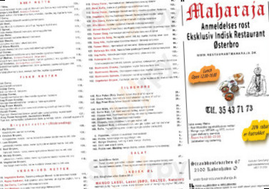 Maharaja Oesterbro Menu