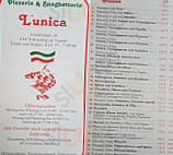 Pizzeria L'unica Lunica menu